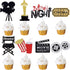 Movie Night Cupcake Toppers Decoration Pack of 24 Glitter Cake Toppers for Birthday Party Baby Shower Theme Supplies