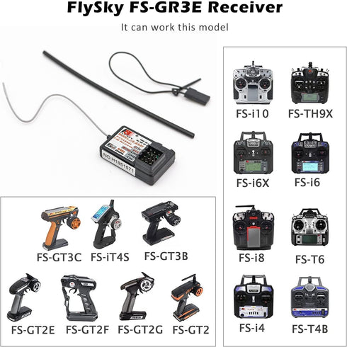WOAEIUOS FS-GR3E 3CH 2.4GHz FS-GT2 FS-GT2B FS-GT3B FS-GT3C FS-IT4S (2 Flysky Receiver AFHDS Long Range Surface Receiver
