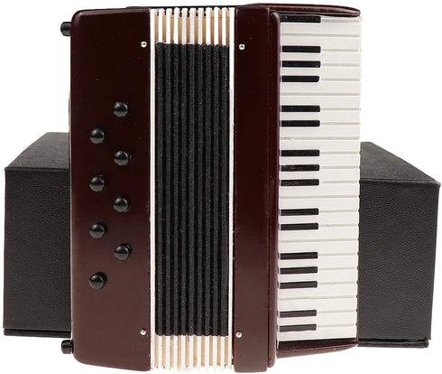 Dselvgvu Miniature Accordion with Case, Collectible Musical Instrument Replica for Dollhouse Decoration (Red)