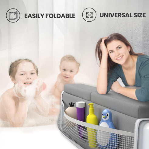 Elbow 2 Set 3 1.5" Baby Bath Kneeler and Rest Pad Pieces with Spacious Pocket to Organize Baby Acessories, Thick