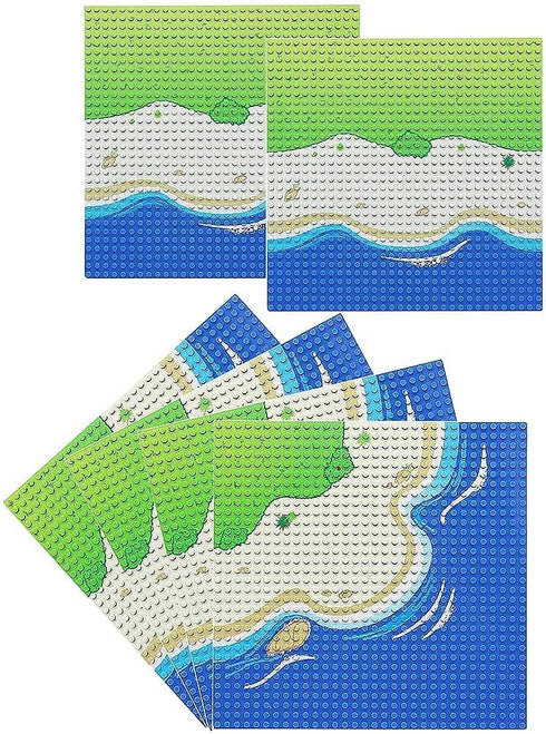 General Jim's Full Set Blue Beach and Water Road City Baseplates for Building Blocks Bricks