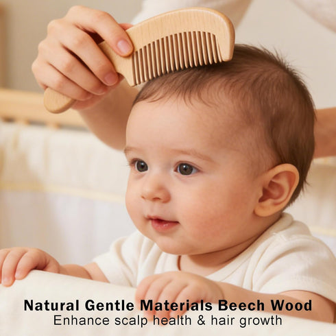 Set Set Baby Hair Brush for Newborns, Wooden Baby Brush & Comb - Toddler Cradle Cap Brush, Ultra Soft Goat Hair