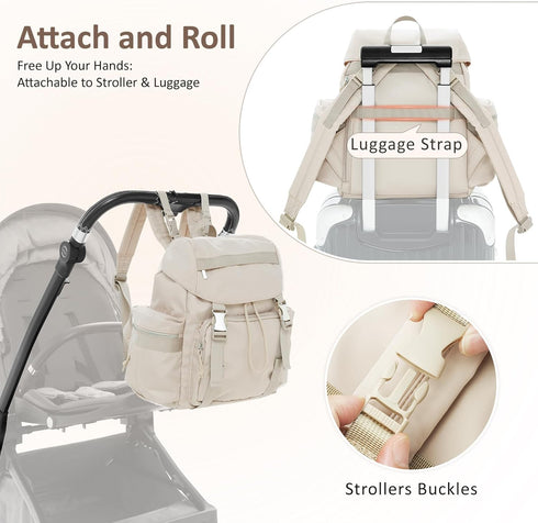 COOLREX Backpack Diaper Bag with Changing Pad, Pacifier Case & Stroller Straps, Insulated Pockets Water Resistant