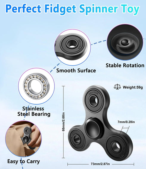 ATESSON Fidget Spinners Toy, Durable High Speed Bearing Metal Hand Spinner for Kids Adults, Stress Relief