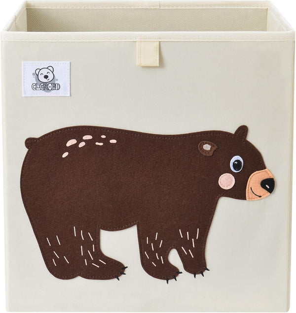 CLCROBD Foldable Animal Cube Storage Bins, Fabric Toy Box/Chest/Organizer for Toddler/Kids Nursery, 13 inch (Bear)
