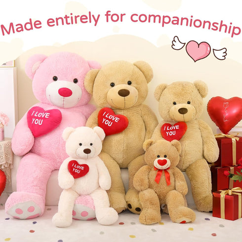 MaoGoLan Giant Teddy Bear 35" - Big Plush with Red Heart Footprints for Valentines Day Gift, Anniversary, Long Distance