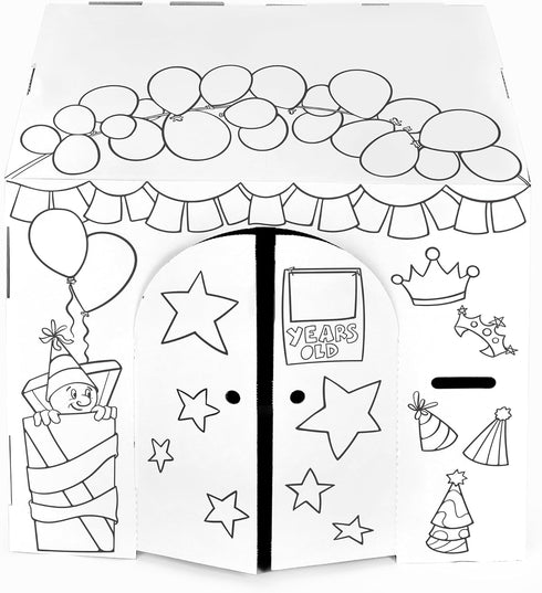 Easy Playhouse Birthday - Kids Art & Craft for Indoor & Outdoor Fun, Decorate Cardboard Fort, Made in USA