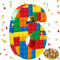 Number 6 Building Blocks Piñata, 16.5 Inch Party Supplies for 6th Birthday Decorations, Confetti Blocks Theme