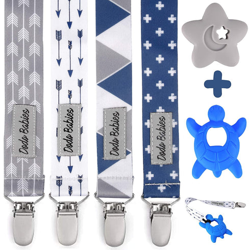 Dodo Babies Pacifier Clip & Teether Toy Set - Universal Pacifier Holder