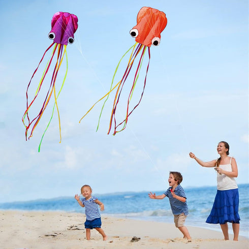 Hengda Kite Software Octopus Flyer Kite with Long Colorful Tail for Kids and Adults, Easy to Fly