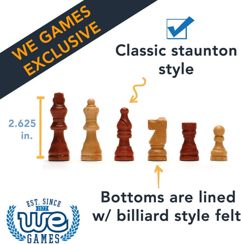 Foldable Wood Travel Chess Set - WE Games 11.5 in Walnut Board