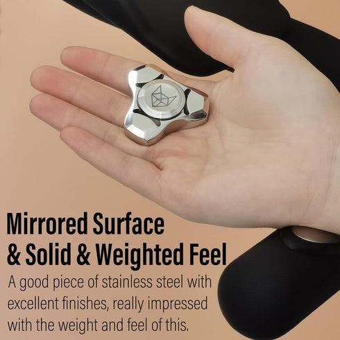 FREELOVE Metal Fidget Spinner for Adults, Stainless Steel Heavy Spinning Toys, Small Mini Fox Hand Gyro, Silver