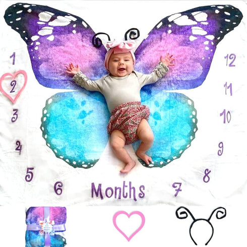 Evovee Baby Monthly Milestone Blanket for Girl Boy Unisex - Month Age Photo Photography Backdrop