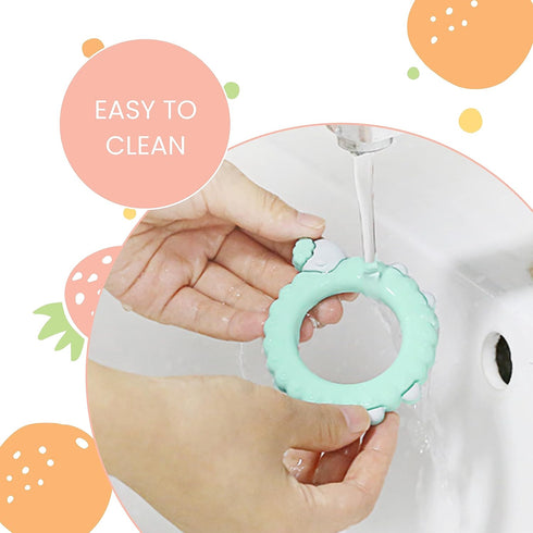 Lulyboo Baby Silicone Sensory Teething Sheep, Easy to Grip, Self Soothing Pain Relief for 0-12 Months (Aqua)