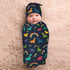 Nanyizly Set 0-6m Cute Simple Cartoon Dinosaurs Newborns Beanie Swaddle Blanket Baby Receiving Blankets for Infant Boy