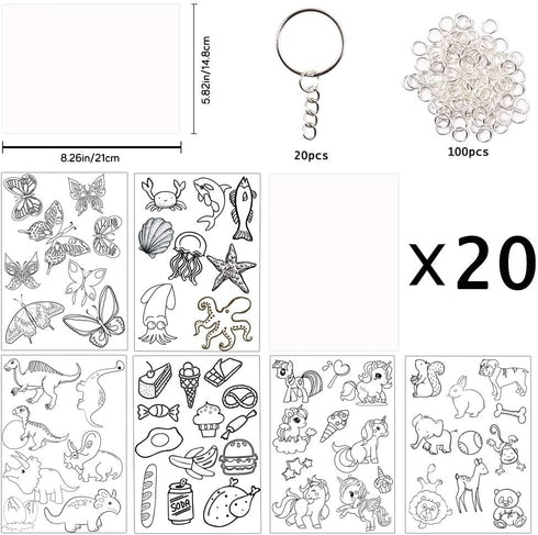 145Pcs 20pcs 6pcs Natonhi Shrinky Dink Sheets Kit Shrink Art Kit Including Shrinky Paper Sheets Traceable Picture