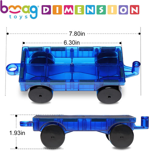 Bmag 2PCS Magnetic Car Set, Construction Vehicle Building Tiles, STEM Educational Magnet Toys for Boys and Girls