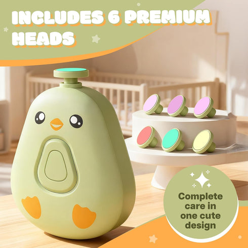 RE-WECHSEL Trimmer 6 Electric Baby Nail Safe and Quiet Nail File for Infants and Kids, Grinding Heads, Low Vibration