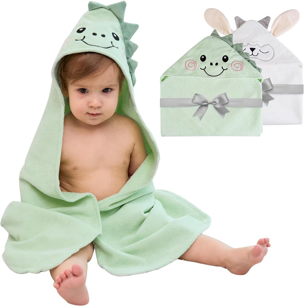Viviland 2 Pack Hooded Baby Towels, Soft 100% Cotton Baby Bath Towels