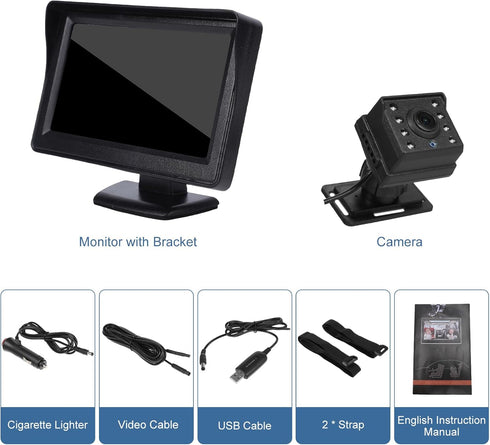 ZDAGELD 4.3 Inch 1080P 80% 150 360 8 Baby Car Camera Monitor, HD Rear Facing Car Mirror Camera with Upgraded Night