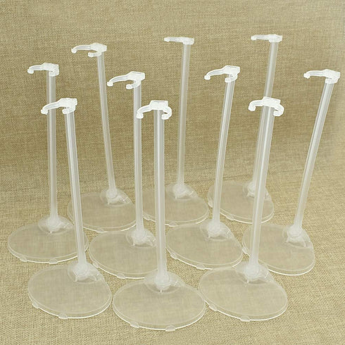 10pcs Mini Display Holder Stands for Dolls - Clear Support Stands