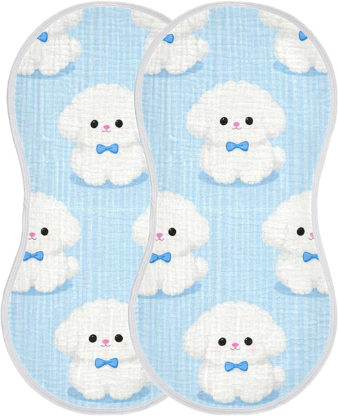 tplaotee 22x11in Cute White Bichon Frise Cotton burping Cloth Soft and Absorbent? Baby wash Cloth for Newborns boy