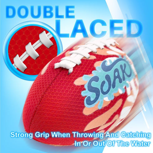SOAK Waterproof Football, 9 Inches, Pool Football for Kids Games, Beach Football for Outdoor Fun