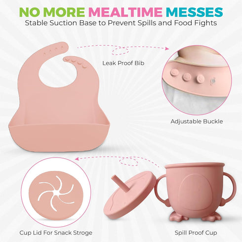 Generic 8-Piece Set Packaging SiliFun Silicone Baby Feeding Complete Infant Mealtime Kit with Suction Bowl, Divided