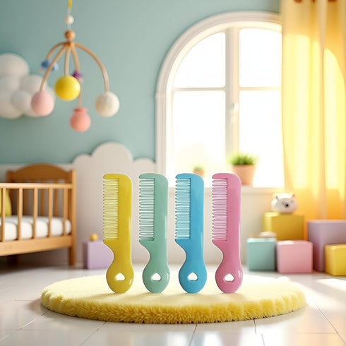 Tustao Pack 4 Of Round Tip Bristles Baby Cute Comb Baby Grooming For Sensitive Scalp Skin Newborn Essentials