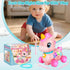 WixbFyn 6-12-18 Tummy Baby Unicorn Toy Months with Music & Lights Explore Bilingual Educational For Toddler Sensory