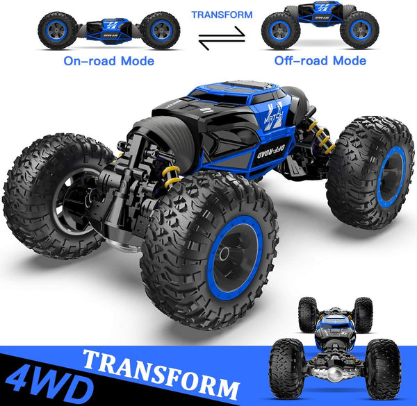 BEZGAR TD141 RC Cars, 1:14 Scale Remote Control Car, 4WD Transform 15 KMH All Terrains Crawler RC Stunt Car for Boys