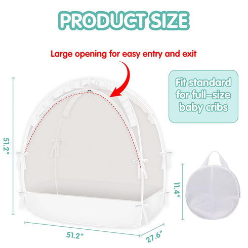 Zkaitoy Crib Tent - Crib Net to Keep Baby in, Stop Baby from Climbing Out of Crib, Pop Up Crib Tent with Durable