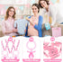 48 Sets Coume Baby Shower Pacifiers Necklace with Mini Clothes Pins Acrylic Pacifier Bulk Newborn Party Favors
