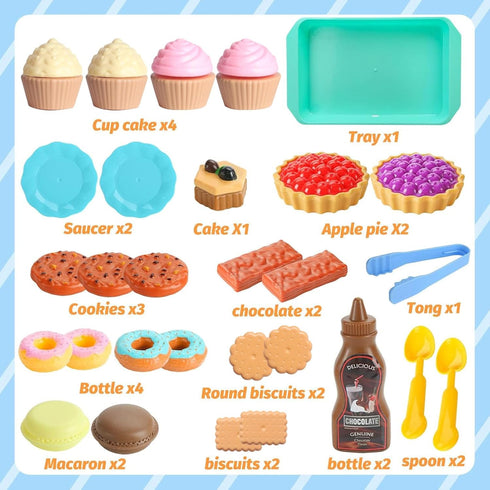 Set 29 LOVESTOWN Pretend Play Desserts Toy - PCS Kids Desserts Fake Food for Tea Party & Birthday Gift