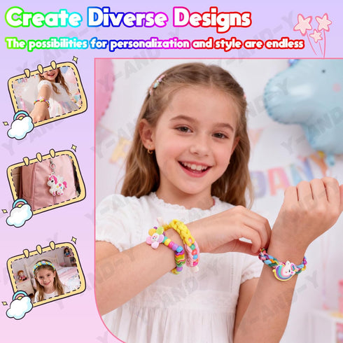 6+ 1200+ DIY Bracelet Making Kit for Kids Age Years Old, Kids Art and Craft Kit, Colorful Hair Ties Rubber Band