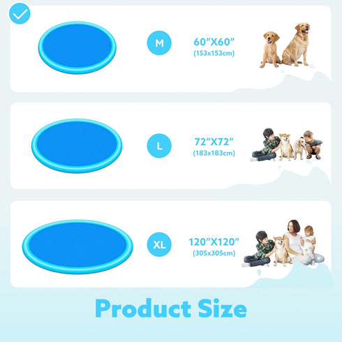 60" (60in, SLOOSH Non-Slip Splash Pad Sprinkler - Outdoor Water Toys Play Mat for Toddlers Kids Dogs, Outside Thickened