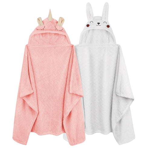 FUBANRAY 4-Pack 0-5 50'' 32'' Toddler Towels Hooded Baby Bath Towels for Boy Girl Years, Soft Absorbent Toddler Bath