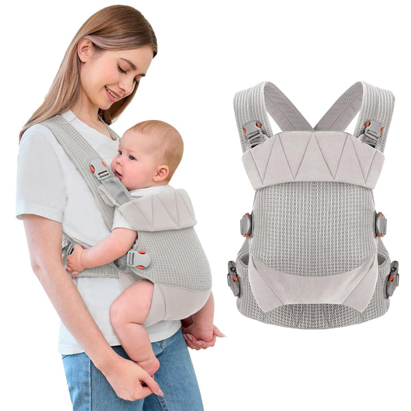 Breathable Mesh Baby Carrier, Ergonomic Design Baby Wraps Carrier with Head Support