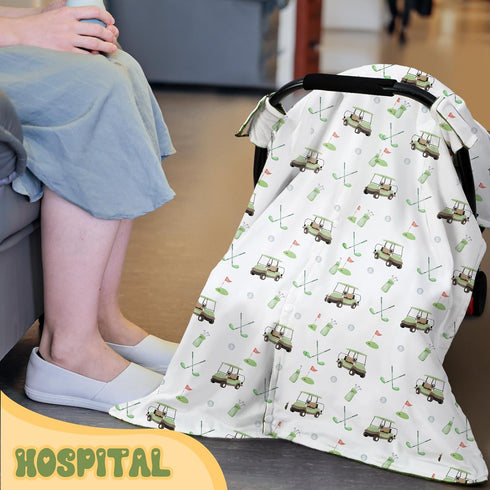 27.5 39 Inch Honeydak Golf Baby Car Seat Cover Minky Infant Golf Nursing Decor Canopy Breastfeeding Blankets Peekaboo