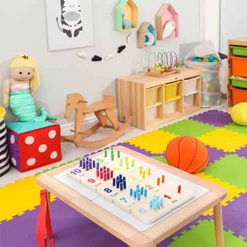 Suwimut Wooden Counting Peg Board, Math Manipulatives for Kindergarten, Montessori Educational Toys for Kids