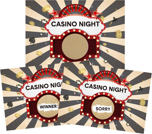 150 Pack Casino Theme Party Decorations Scratch Off Cards for Game Night with Golden Scratch Stickers.