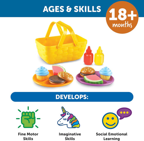Set 15 18+ Learning Resources New Sprouts Picnic - Pieces, Ages months Pretend Play Food for Toddlers, Preschool