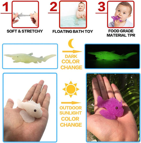 18 Pack Set, Assorted Ocean Animal, Stretchy and Floating Rubber sea Animals Toy Mini Realistic Under The Sea Life