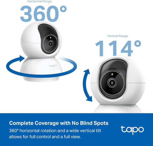 Tapo 3K 5MP 360 3K 360 Indoor Security Camera for Baby Monitor, Pet Camera w/Smart Motion Tracking, Pan/Tilt, IR Night
