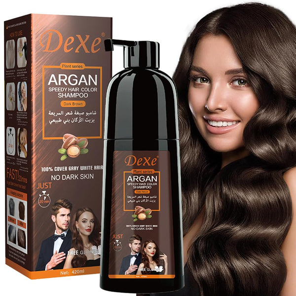 Instant Black Hair Dye Shampoo for Gray Hair Coverage | Hair Color Shampoo for Men/Women | 3 in 1-100% Grey Cover,