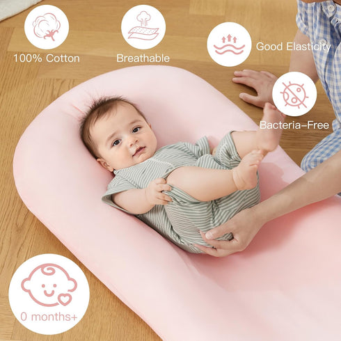 Lucakuins 0-24 Infant Support Cushion, Months Newborn Baby Support Cushion with Cover, Portable Playing Time Mat