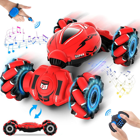 RC Car Toys for Boys Girls 6-12, Gesture Sensing Stunt Car with Lights Music, 2.4GHz 4WD Hand Remote Control 360°