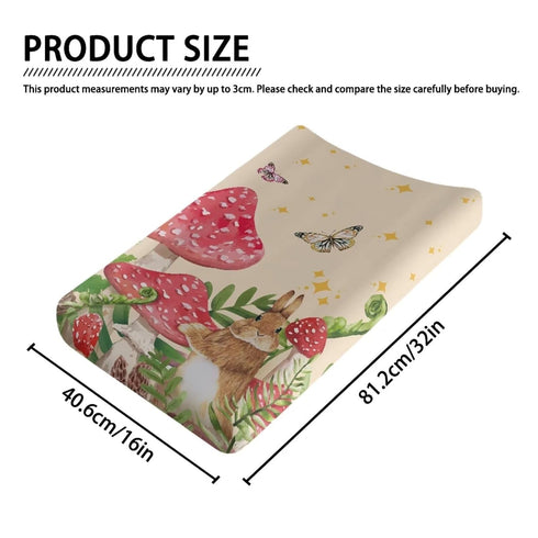 Mushroom Rabbit Easter Changing Pad Cover, Waterproof Decor, Cozy Breathable Lightweight Sheet for Infant/Toddler