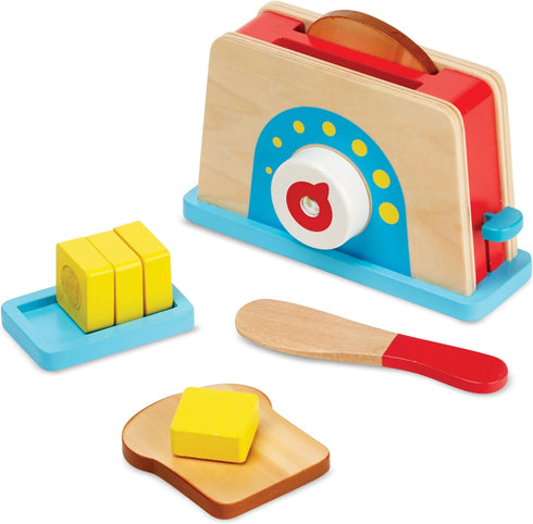 Melissa & Doug Bread and Butter Toaster Set (9 pcs) - Wooden