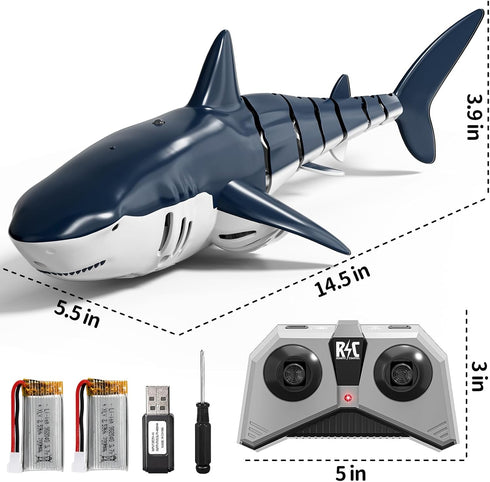 NIPLOOOW 2.4GHz Boys,1:18 4 5 6 7 8 9 Remote Control Shark Toys for Scale High Simulation Shark Toys with Light